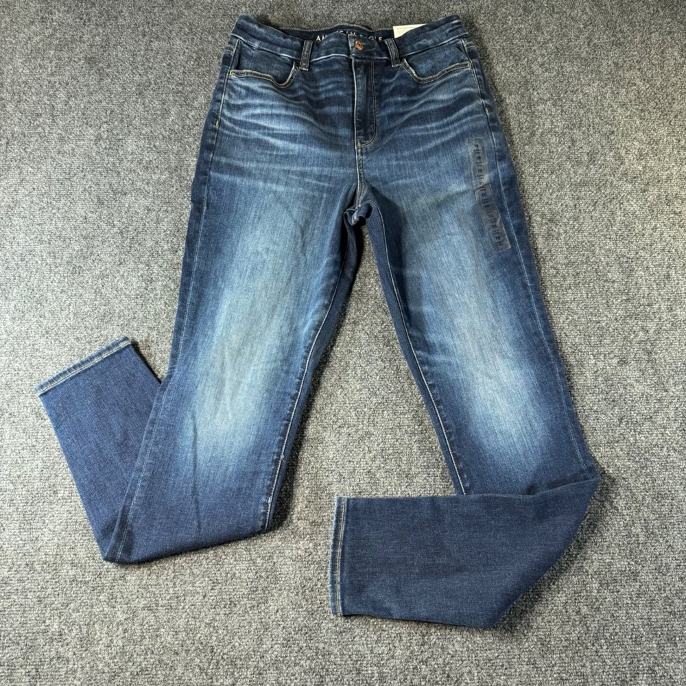 American Eagle Women 10 Long Curvy Super Hi-Rise Jegging Twilight Blue 3529